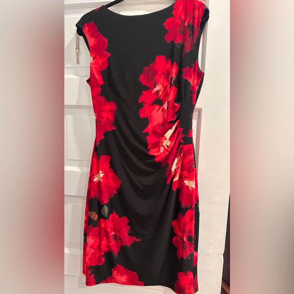Floral Red and Black Dress